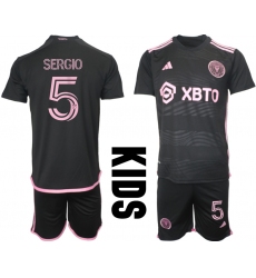 Youth Inter Miami CF #5 Sergio Black Away Soccer Jersey