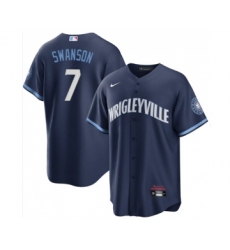 Men's Nike Chicago Cubs #7 Dansby Swanson Navy City Connect Cool Base Stitched Baseball Jersey