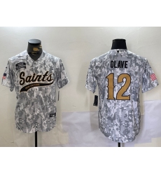 Men's New Orleans Saints #12 Chris Olave Arctic Camo 2024 Salute to Service Stitched Baseball Jersey