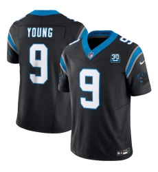 Men's Carolina Panthers #9 Bryce Young Black 2024 30th Anniversary F.U.S.E. Vapor Limited Stitched Football Jersey