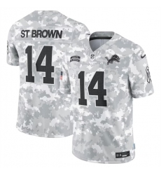 Men's Detroit Lions #14 Amon-Ra St. Brown 2024 Arctic Camo Salute To Service Limited Stitched Football Jersey