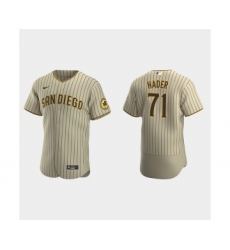 Mens San Diego Padres #71 Josh Hader Tan Brown Alternate FlexBase Player Jersey