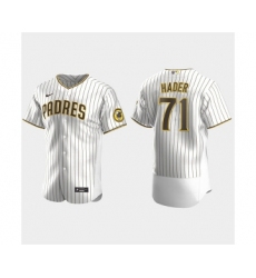 Mens San Diego Padres #71 Josh Hader White Brown Pinstripe Home FlexBase Player Jersey