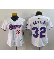 Women's Texas Rangers #32 Evan Carter Number White 2024 Gold Collection Limited Cool Base Jerseys