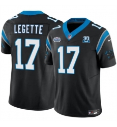 Men's Carolina Panthers #17 Xavier Legette Black 2024 With Dradt And 30th Anniversary F.U.S.E. Vapor Limited Stitched Football Jersey