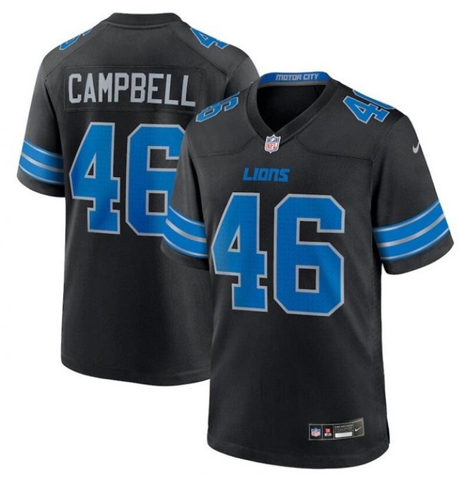 Men's Detroit Lions #46 Jack Campbell Black 2nd Alternate Vapor Limited Football Stitched Game Jersey