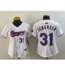 Women's Texas Rangers #31 Max Scherzer Number White 2024 Gold Collection Limited Cool Base Jerseys