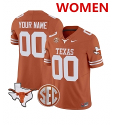 Women's Texas Longhorns Active Player Custom Orange F.U.S.E. State Map & SEC Patch Stitched Jersey