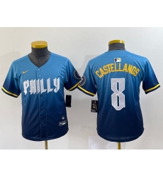 Women's Philadelphia Phillies #8 Nick Castellanos Blue 2024 City Connect Limited Stitched Jersey