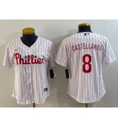 Women's Philadelphia Phillies #8 Nick Castellanos White Cool Base Jersey