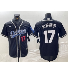 Men's Brooklyn Dodgers #17 大谷翔平 Black Cool Base With Stitched Baseball Jerseys