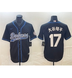 Men's Los Angeles Dodgers #17 大谷翔平 Black Cool Base With Stitched Baseball Jersey