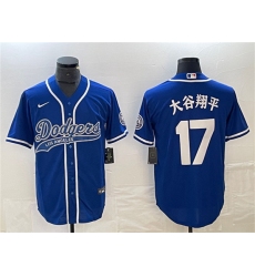 Men's Los Angeles Dodgers #17 大谷翔平 Blue Cool Base With Stitched Baseball Jersey