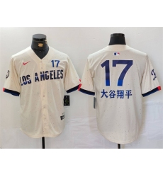 Men's Los Angeles Dodgers #17 大谷翔平 Cream 2024 City Connect Limited Stitched Baseball Jersey