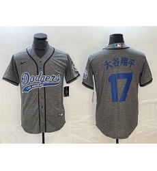 Men's Los Angeles Dodgers #17 大谷翔平 Gray Cool Base With Stitched Baseball Jersey