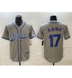 Men's Los Angeles Dodgers #17 大谷翔平 Gray Cool Base With Stitched Baseball Jerseys