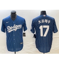 Men's Los Angeles Dodgers #17 大谷翔平 Navy Cool Base With Stitched Baseball Jersey