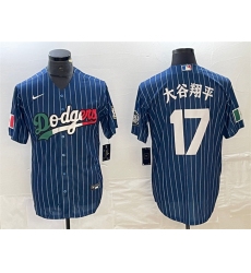 Men's Los Angeles Dodgers #17 大谷翔平 Navy Cool Base With Stitched Baseball Jerseys