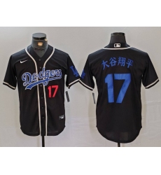 Men's Los Angeles Dodgers #17 大谷翔平 Number Black Cool Base With Stitched Baseball Jersey