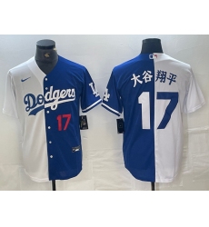 Men's Los Angeles Dodgers #17 大谷翔平 Number White Blue Two Tone Stitched Baseball Jersey