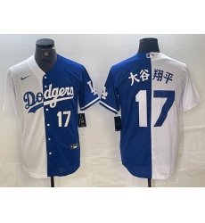 Men's Los Angeles Dodgers #17 大谷翔平 Number White Blue Two Tone Stitched Baseball Jerseys