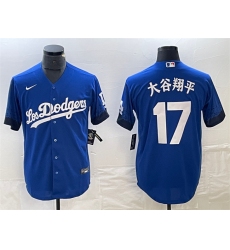 Men's Los Angeles Dodgers #17 大谷翔平 Royal City Connect Cool Base With Stitched Baseball Jersey