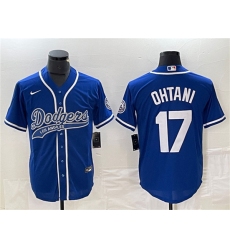 Men's Los Angeles Dodgers #17 Shohei Ohtani Blue Cool Base Stitched Baseball Jersey