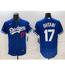 Men's Los Angeles Dodgers #17 Shohei Ohtani Blue Flex Base Stitched Baseball Jersey