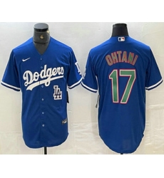 Men's Los Angeles Dodgers #17 Shohei Ohtani Blue Green Stitched Cool Base Nike Jersey