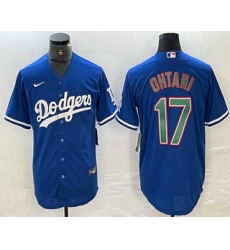 Men's Los Angeles Dodgers #17 Shohei Ohtani Blue Green Stitched Cool Base Nike Jerseys