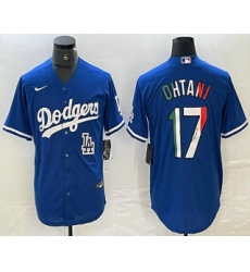 Men's Los Angeles Dodgers #17 Shohei Ohtani Mexico Blue Cool Base Stitched Jersey