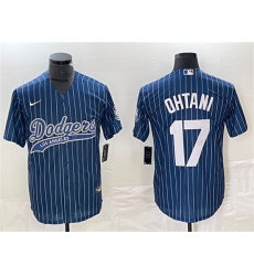 Men's Los Angeles Dodgers #17 Shohei Ohtani Navy Cool Base Stitched Baseball Jersey