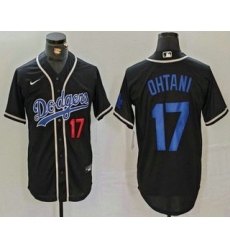 Men's Los Angeles Dodgers #17 Shohei Ohtani Number Black Cool Base With Stitched Baseball Jersey