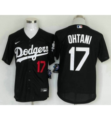 Men's Los Angeles Dodgers #17 Shohei Ohtani Number Black Stitched Cool Base Nike Jersey