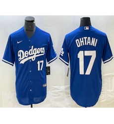 Men's Los Angeles Dodgers #17 Shohei Ohtani Number Blue Stitched Cool Base Nike Jersey