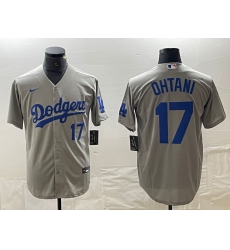 Men's Los Angeles Dodgers #17 Shohei Ohtani Number Grey Cool Base Stitched Jersey