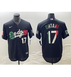 Men's Los Angeles Dodgers #17 Shohei Ohtani Number Mexico Black Cool Base Stitched Baseball Jersey