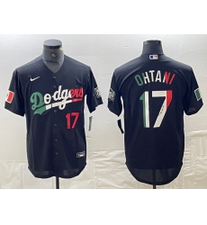 Men's Los Angeles Dodgers #17 Shohei Ohtani Number Mexico Black Cool Base Stitched Baseball Jerseys