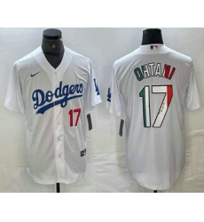 Men's Los Angeles Dodgers #17 Shohei Ohtani Number Mexico White Cool Base Stitched Jersey