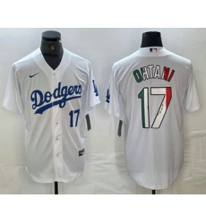 Men's Los Angeles Dodgers #17 Shohei Ohtani Number Mexico White Cool Base Stitched Jerseys