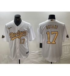 Men's Los Angeles Dodgers #17 Shohei Ohtani Number White 2022 All Star Stitched Cool Base Nike Jerseys