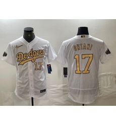 Men's Los Angeles Dodgers #17 Shohei Ohtani Number White 2022 All Star Stitched Flex Base Nike Jerseys