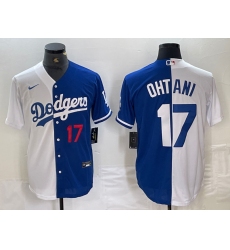 Men's Los Angeles Dodgers #17 Shohei Ohtani Number White Blue Two Tone Stitched Baseball Jersey