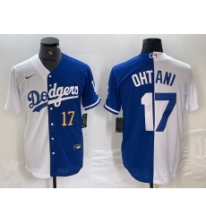 Men's Los Angeles Dodgers #17 Shohei Ohtani Number White Blue Two Tone Stitched Baseball Jerseys