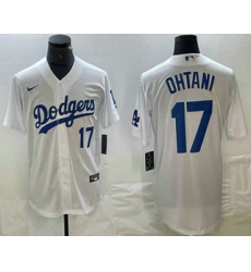 Men's Los Angeles Dodgers #17 Shohei Ohtani Number White Stitched Cool Base Nike Jersey