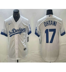 Men's Los Angeles Dodgers #17 Shohei Ohtani White 2021 City Connect Cool Base Stitched Jersey