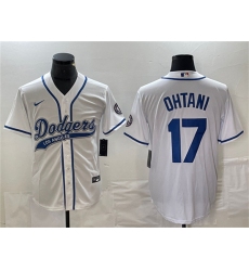 Men's Los Angeles Dodgers #17 Shohei Ohtani White Cool Base Stitched Baseball Jersey