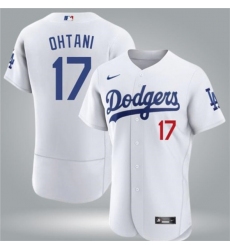 Men's Los Angeles Dodgers #17 Shohei Ohtani White Flex Base Stitched Baseball Jersey