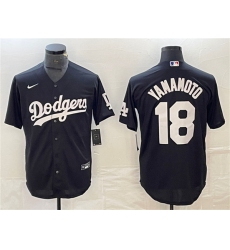 Men's Los Angeles Dodgers #18 Yoshinobu Yamamoto Black Cool Base Stitched Jersey