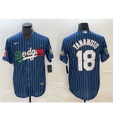 Men's Los Angeles Dodgers #18 Yoshinobu Yamamoto Navy Cool Base Stitched Baseball Jersey